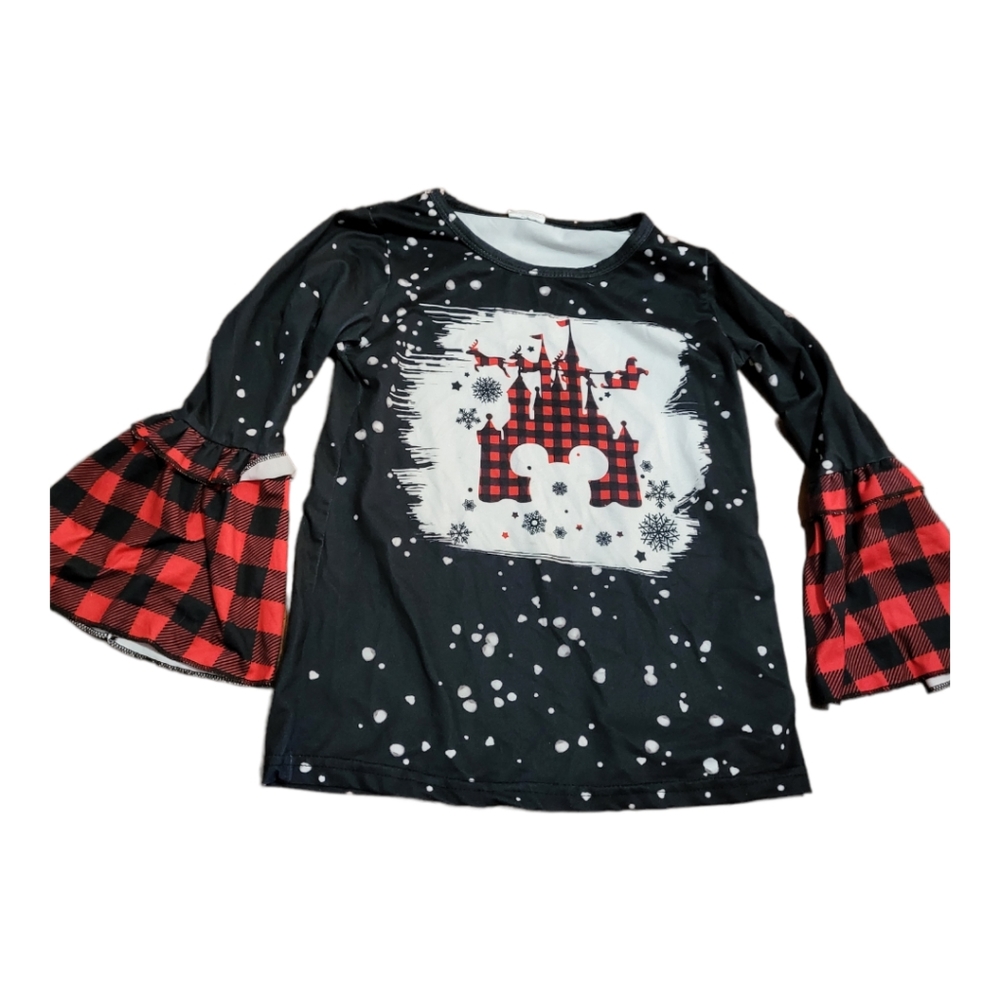 💥 5 for $20💥 Girls size 6/7 buffalo plaid Disney castle pant set